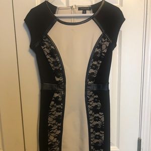 Venus Black Lace and Cream Mini Dress, Size XS